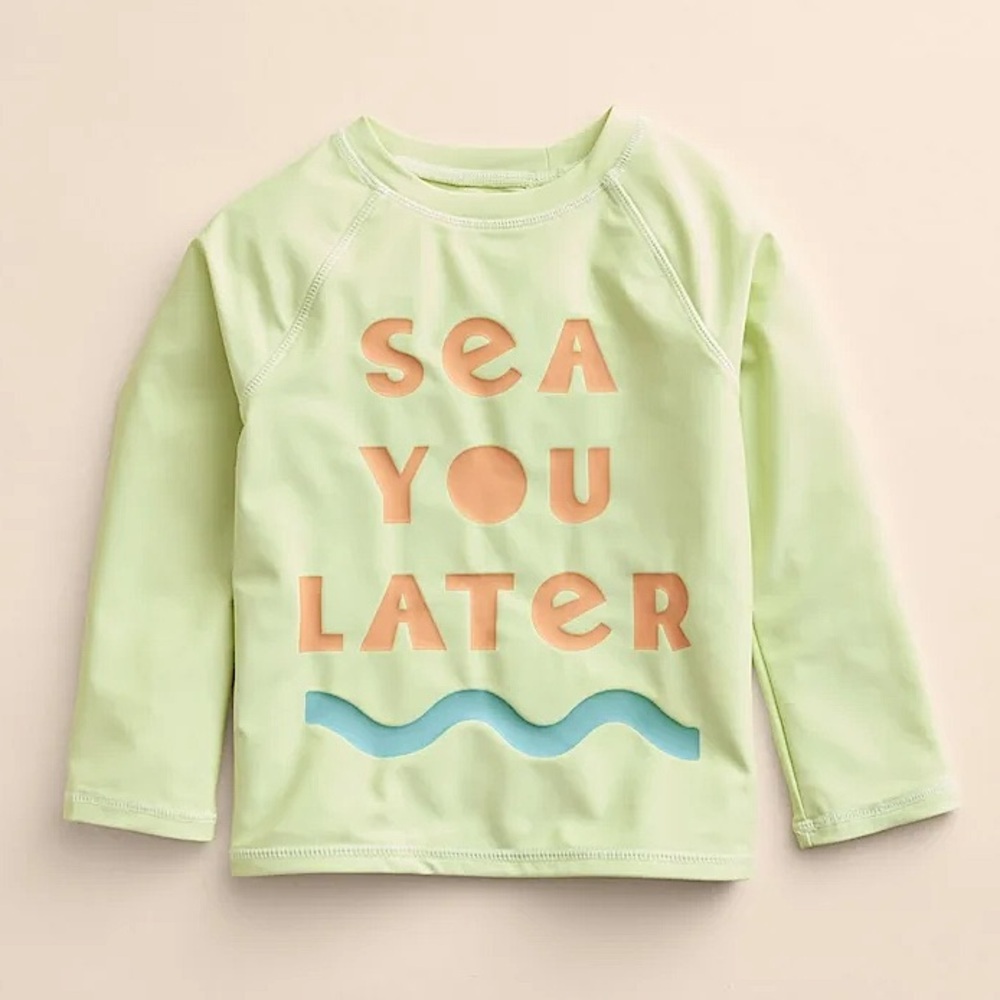 Little Co. Rash Guard Swim Shirt Lauren Conrad Raglan Swimsuit Top Sea You Later